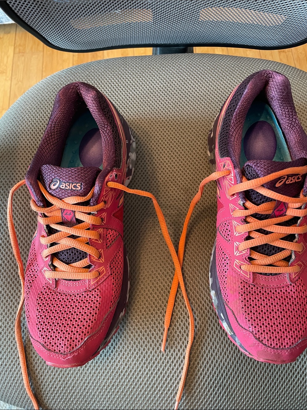 ASICS Women's Pink and Orange Lace Athletic Running Shoes